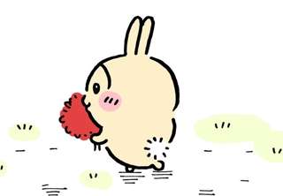 ちいかわのうさぎ、唐辛子の束を持ち歩く