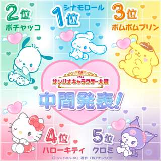 【速報】サンリオキャラクター大賞、シナモンが初日速報1位のポチャッコを中間発表で追い抜く